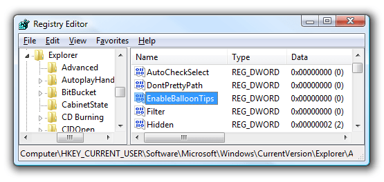 How to Disabling Balloon Notifications in Windows 7 and Vista 8 notification windows